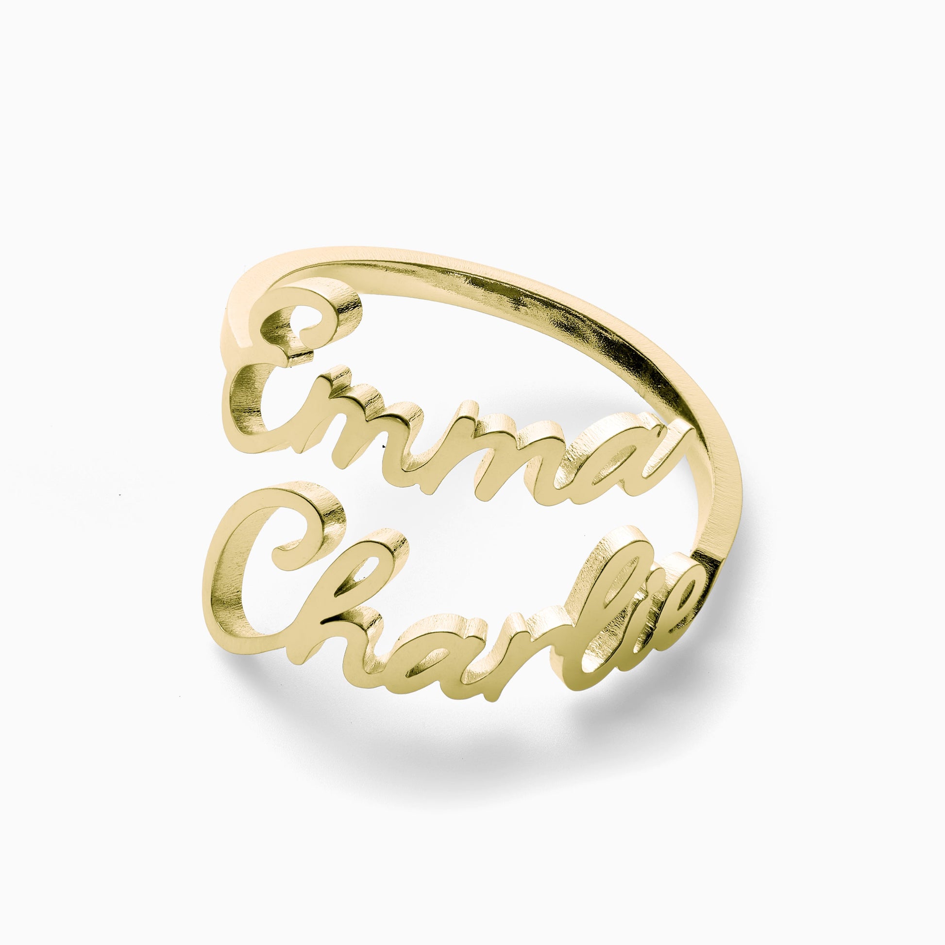 Double Name Ring in gold tone