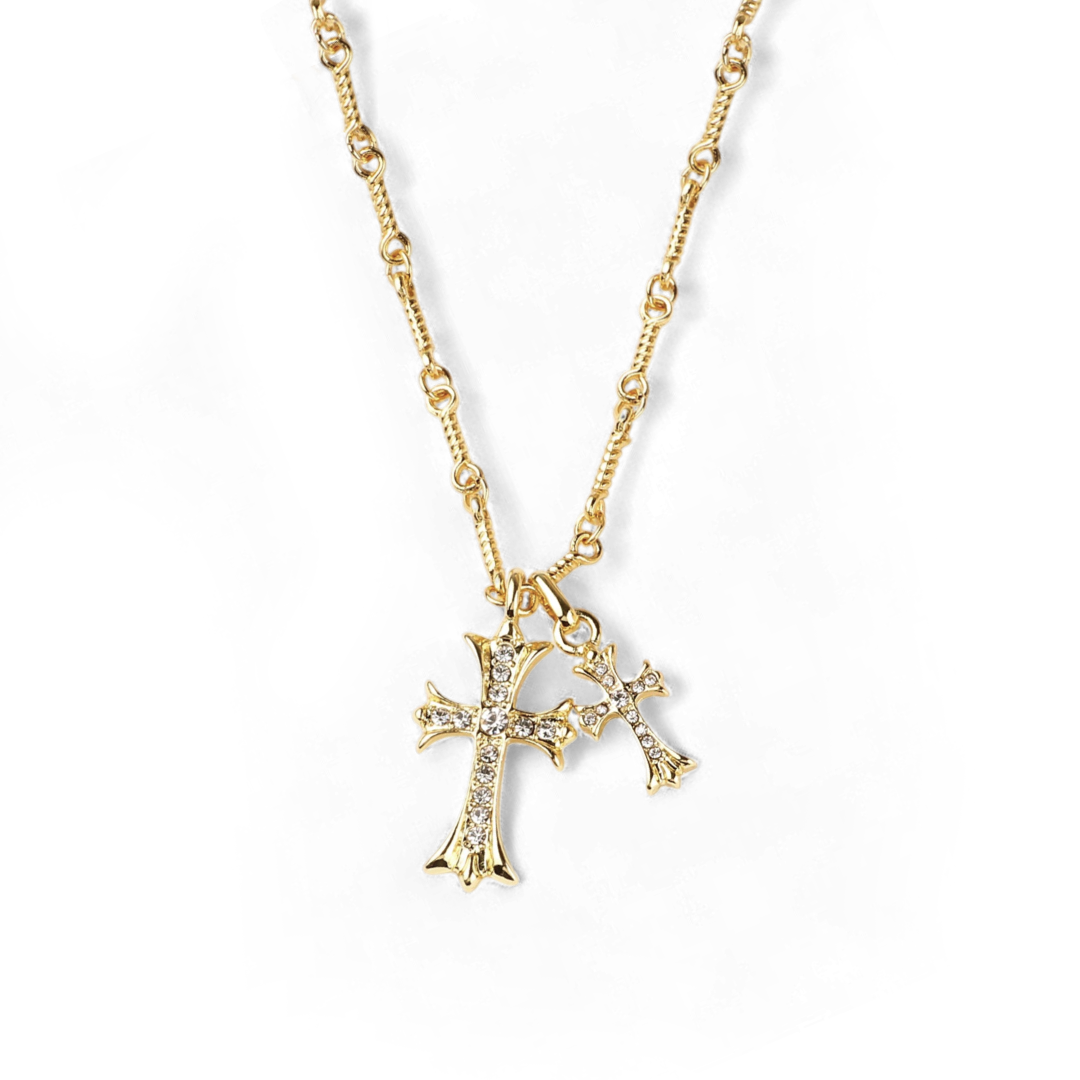 Double Cross Pendant Necklace — Vanny Jewels
