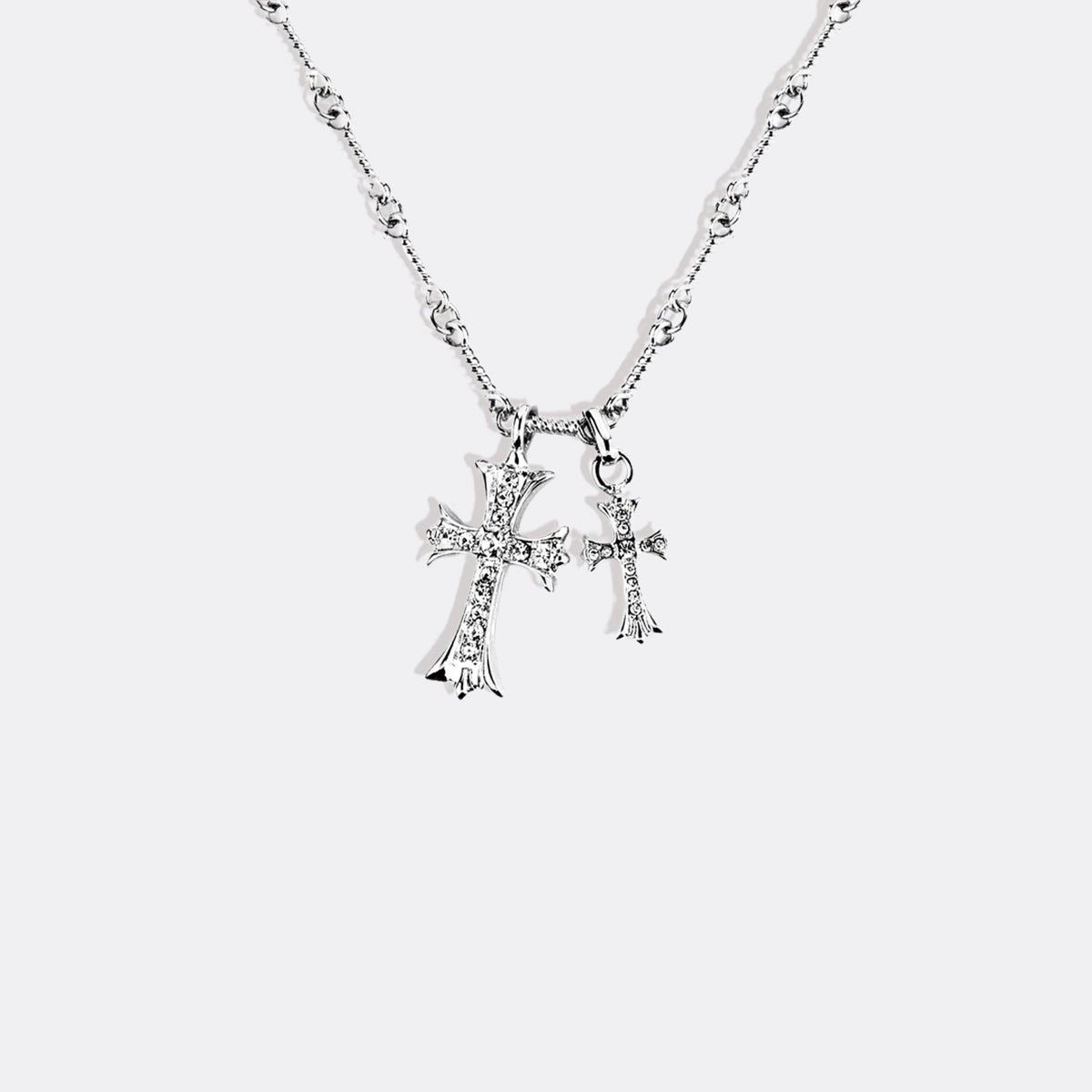 Double Cross Pendant Necklace in 925 sterling silver