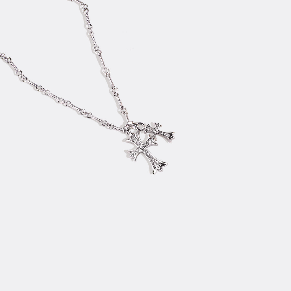 Double Cross Pendant Necklace in 925 sterling silver
