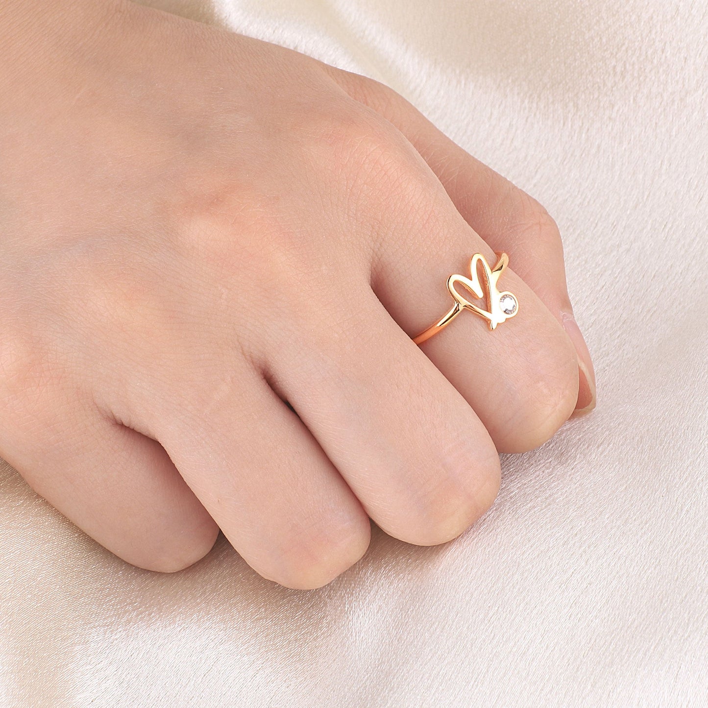 Verstellbarer Kritzel-Herz-Ring