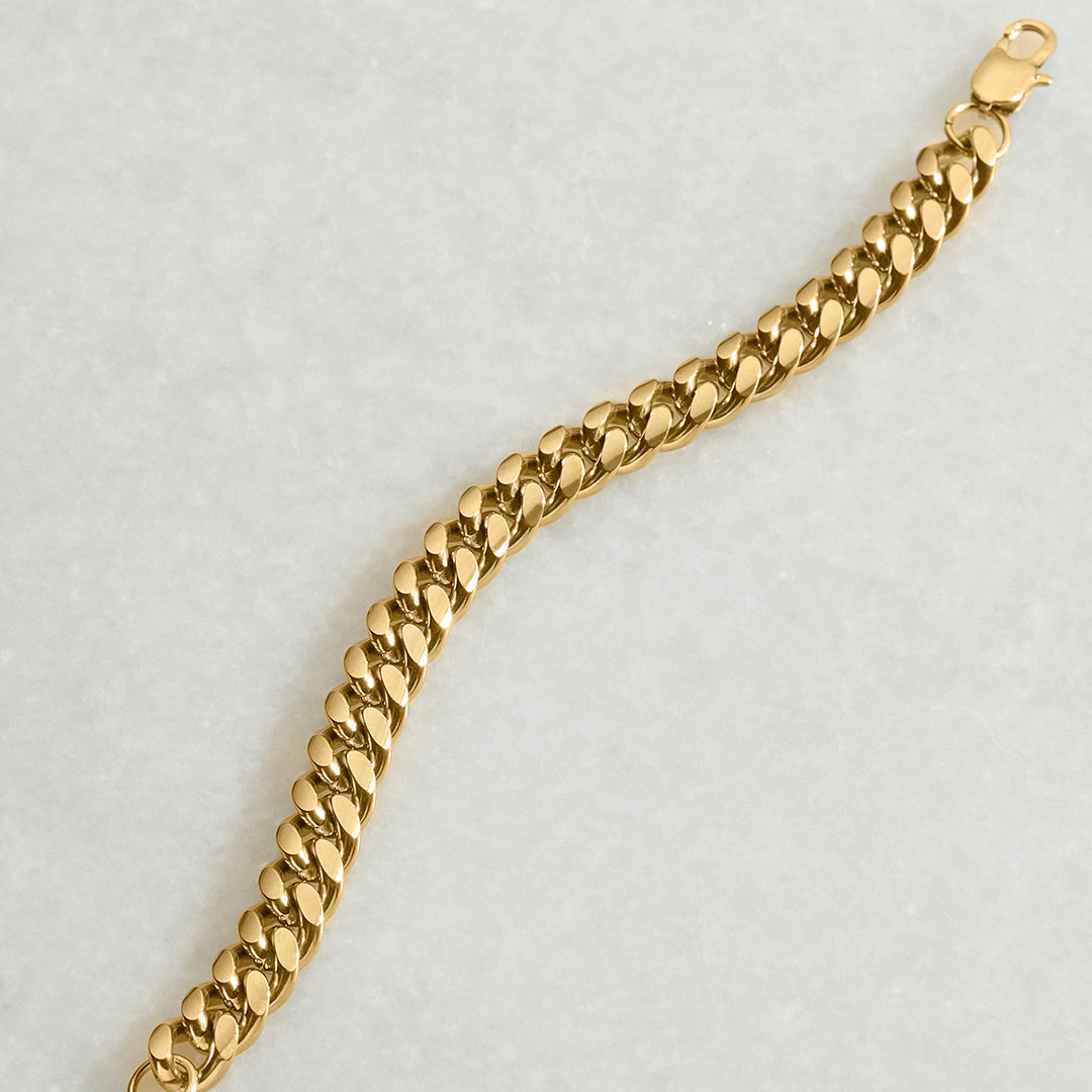 6mm Cuban Link Chain Bracelet in gold tone