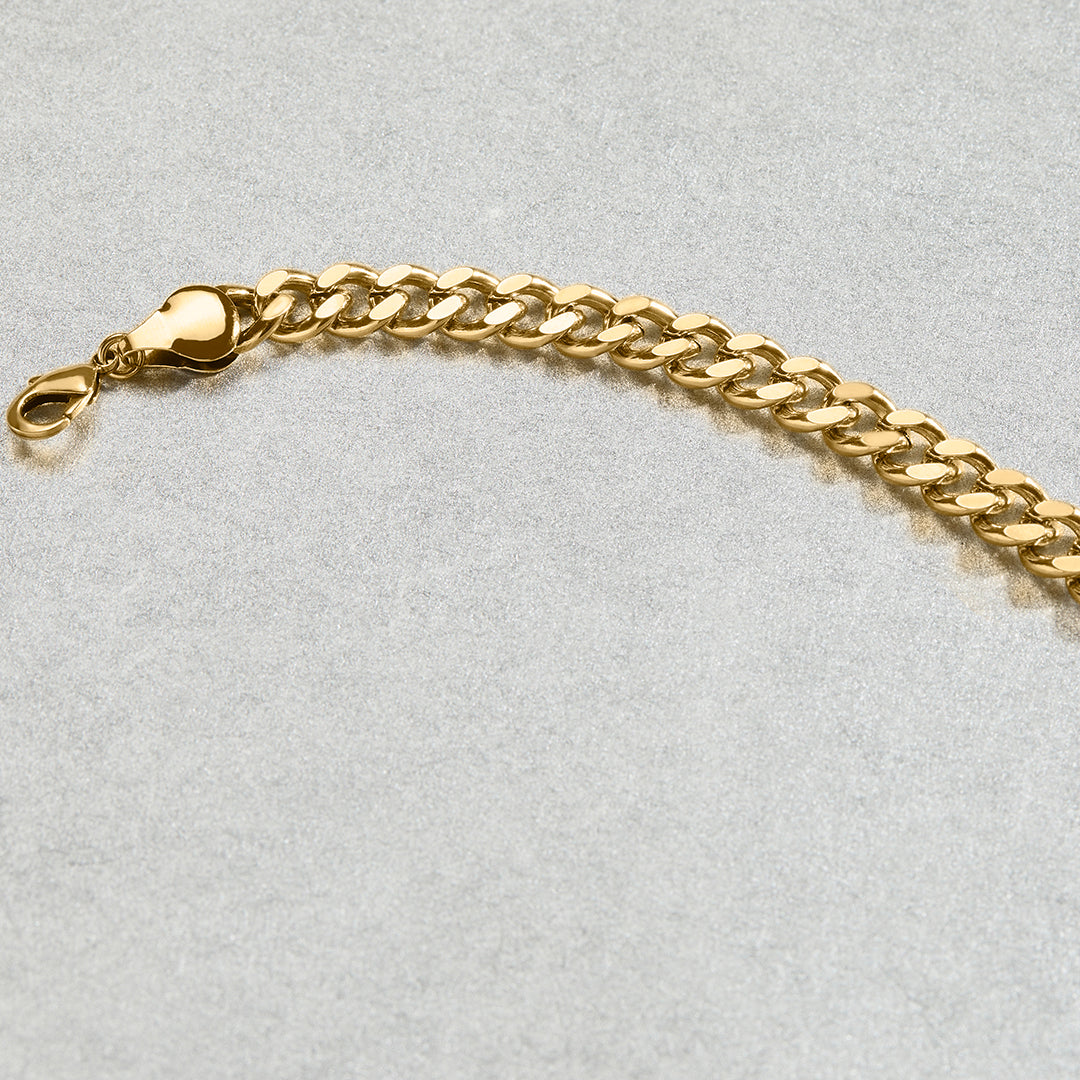 6mm Cuban Link Chain Bracelet in gold tone