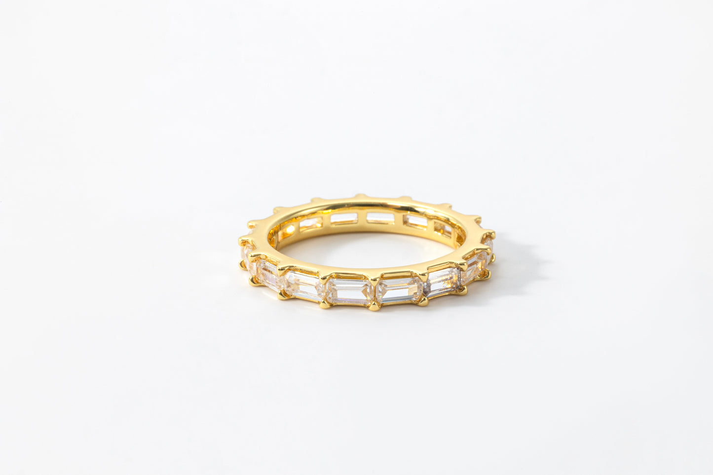Emerald Eternity Band in gold tone