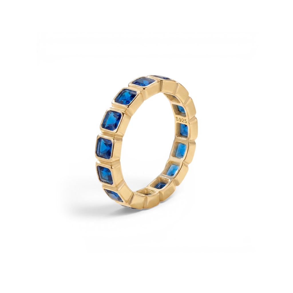 Emerald Cut Birthstone Eternity Ring — Vanny Jewels