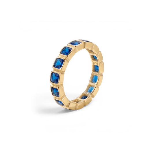 Emerald Cut Birthstone Eternity Ring — Vanny Jewels