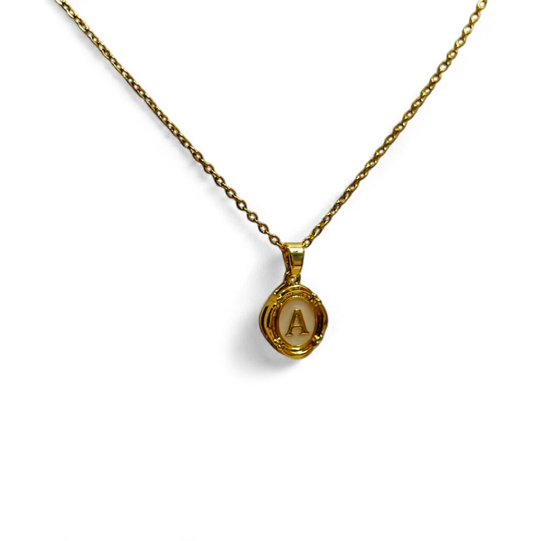 Enamel Initial Pendant Necklace — Vanny Jewels