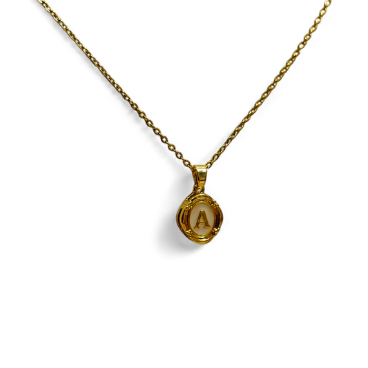 Enamel Initial Pendant Necklace — Vanny Jewels