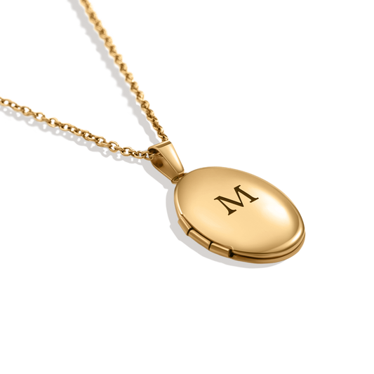 Engraved Oval Photo Locket Necklace — Vanny Jewels