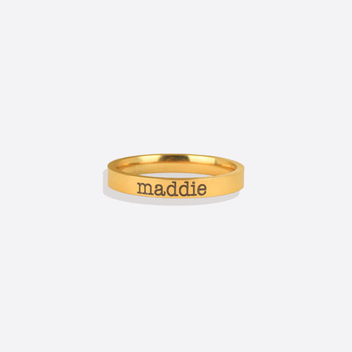 Engraved Stackable Name Ring | 3mm Band in gold tone