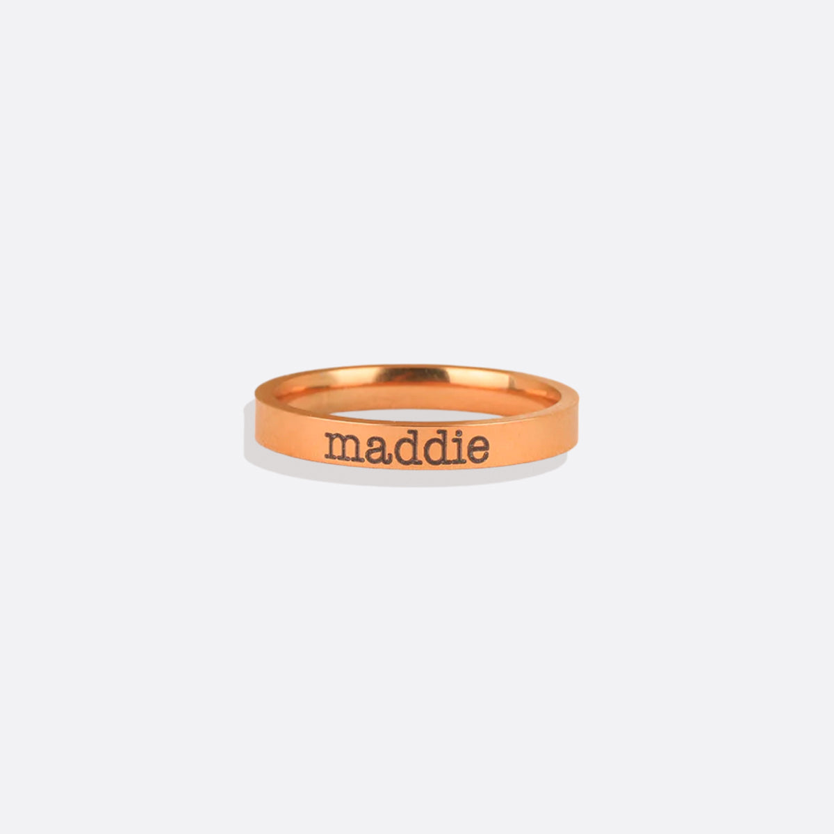 Engraved Stackable Name Ring | 3mm Band in rose gold tone