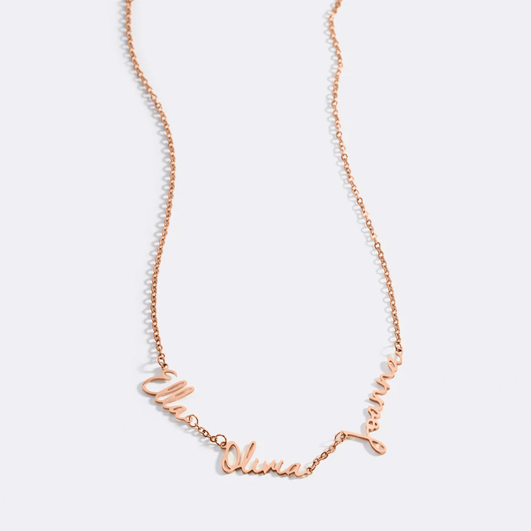 Fairy Multiple Name Necklace | Add Up to 4 Names in rose gold tone