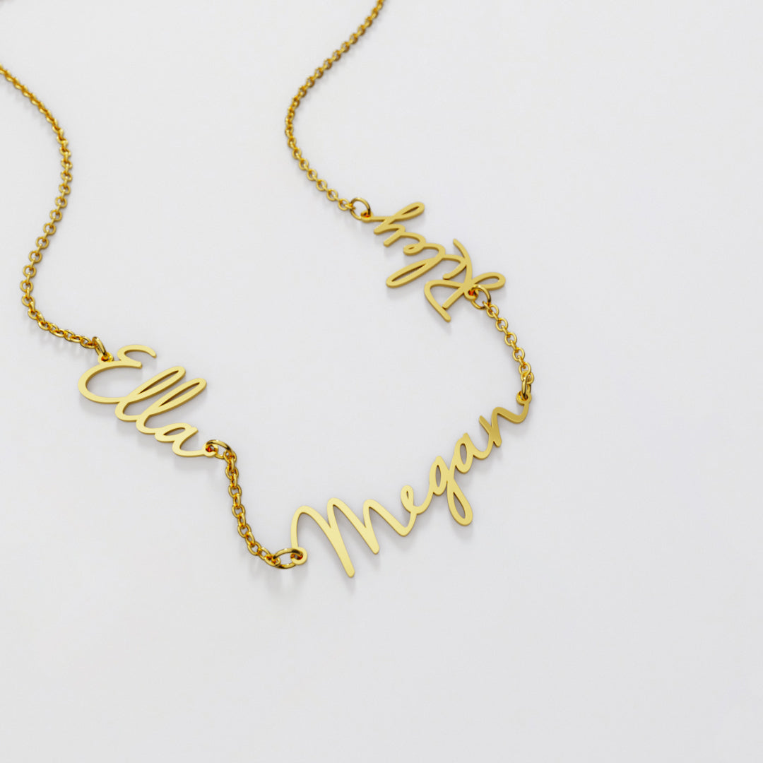 Fairy Multiple Name Necklace | Add Up to 4 Names in gold tone