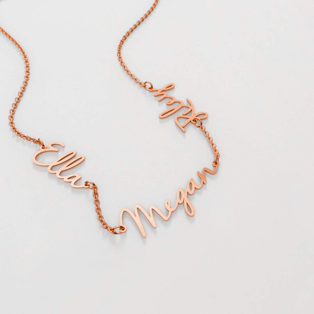 Fairy Multiple Name Necklace | Add Up to 4 Names in rose gold tone