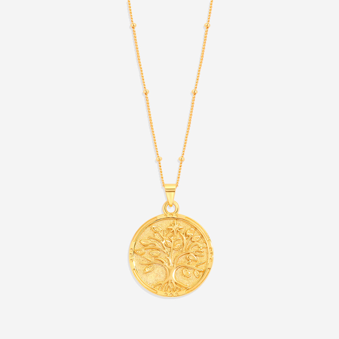 Collana con pendente a moneta con Albero della Vita in vermeil