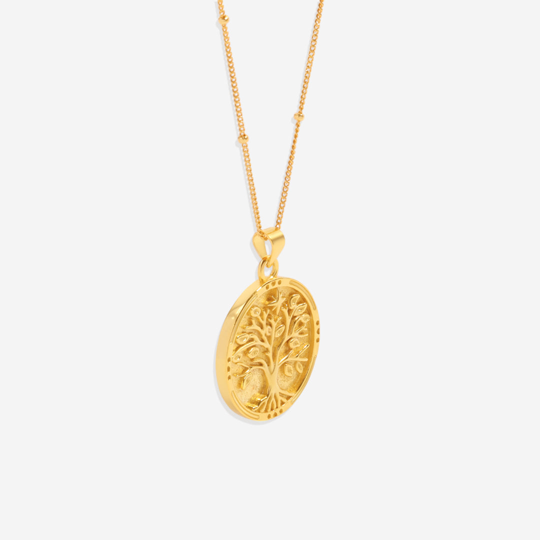Collana con pendente a moneta con Albero della Vita in vermeil