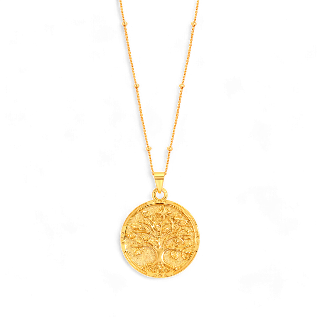Tree of Life Vermeil Coin Pendant Necklace — Vanny Jewels