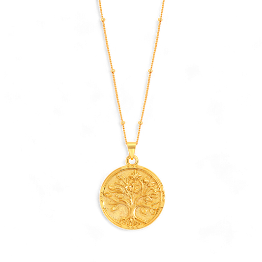 Tree of Life Vermeil Coin Pendant Necklace — Vanny Jewels