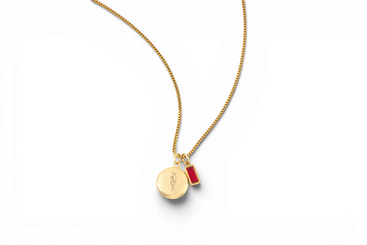 Family Birth Flower Locket Necklace with Birthstone — Vanny Jewels
