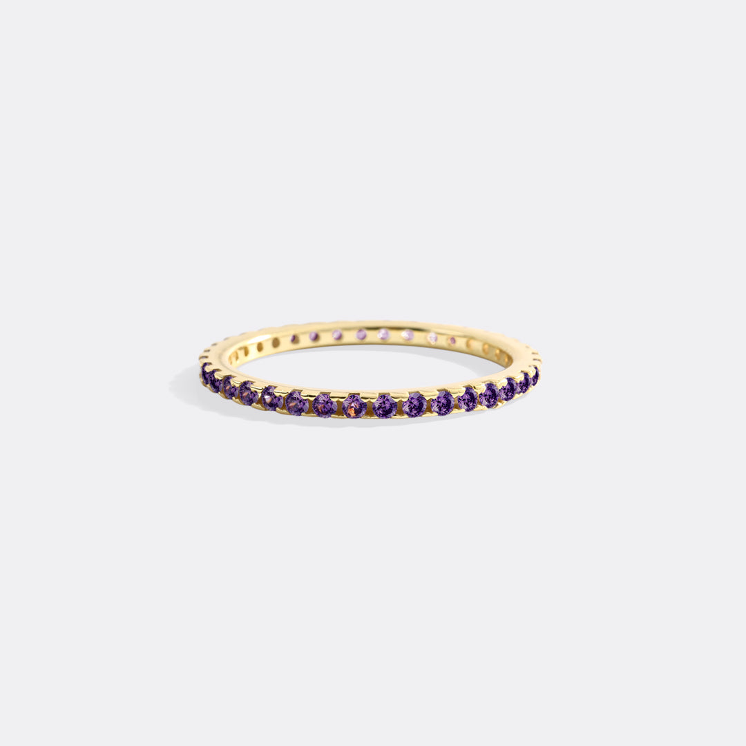 February Birthstone Eternity Stacking Ring in gold tone