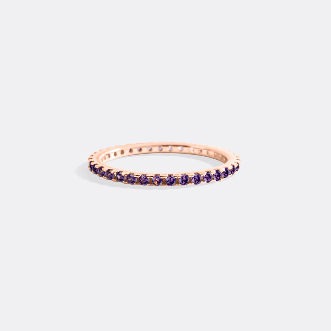 February Birthstone Eternity Stacking Ring in rose gold tone