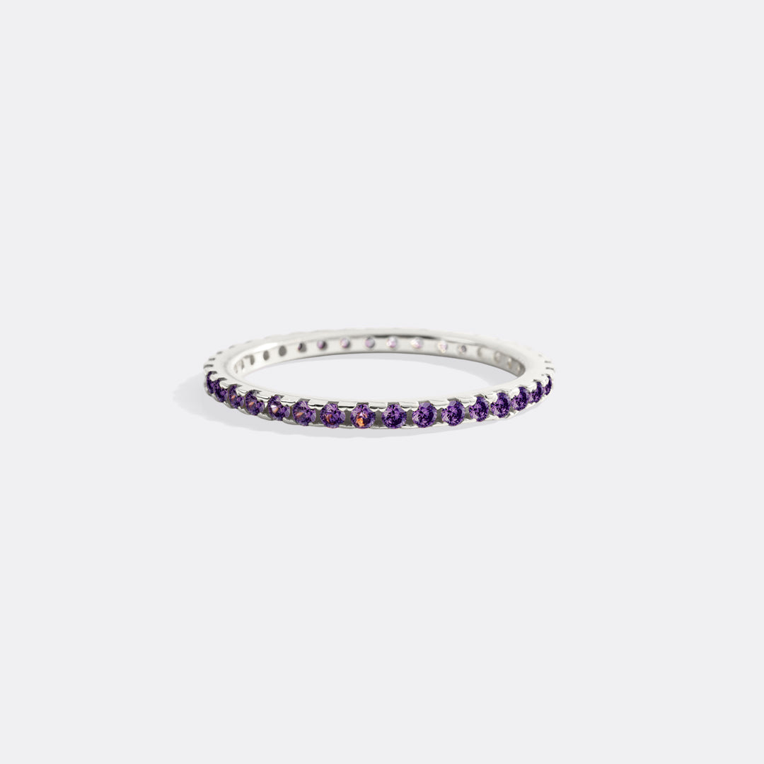 February Birthstone Eternity Stacking Ring in 925 sterling silver