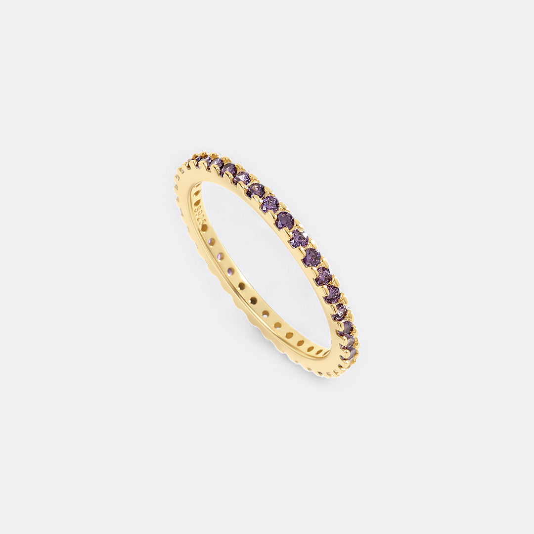 February Birthstone Eternity Stacking Ring in gold tone