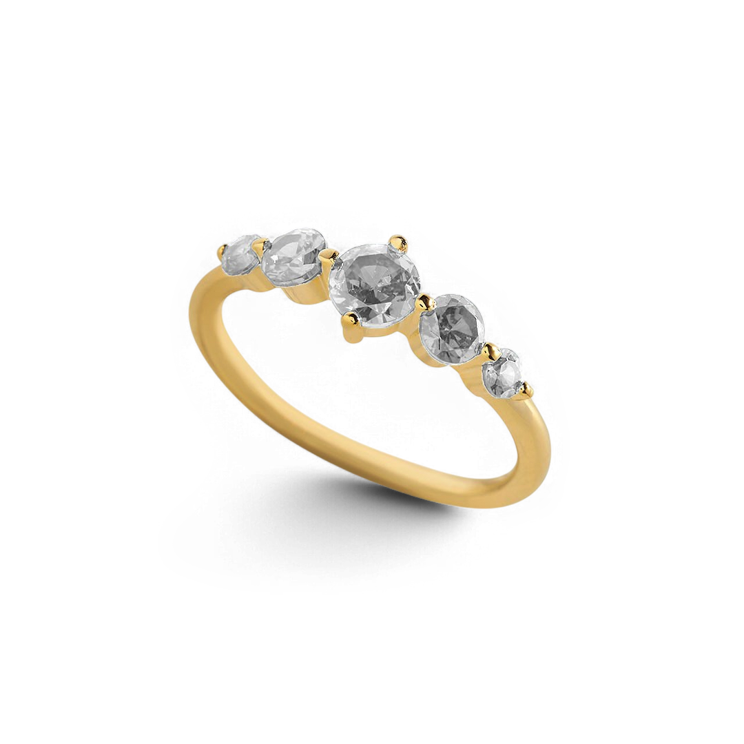 Five Stone Statement Birthstone Ring with April birthstone