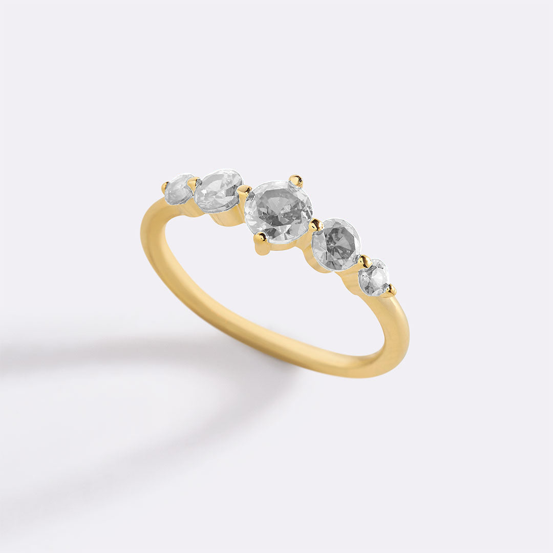 Five Stone Statement Birthstone Ring with April birthstone