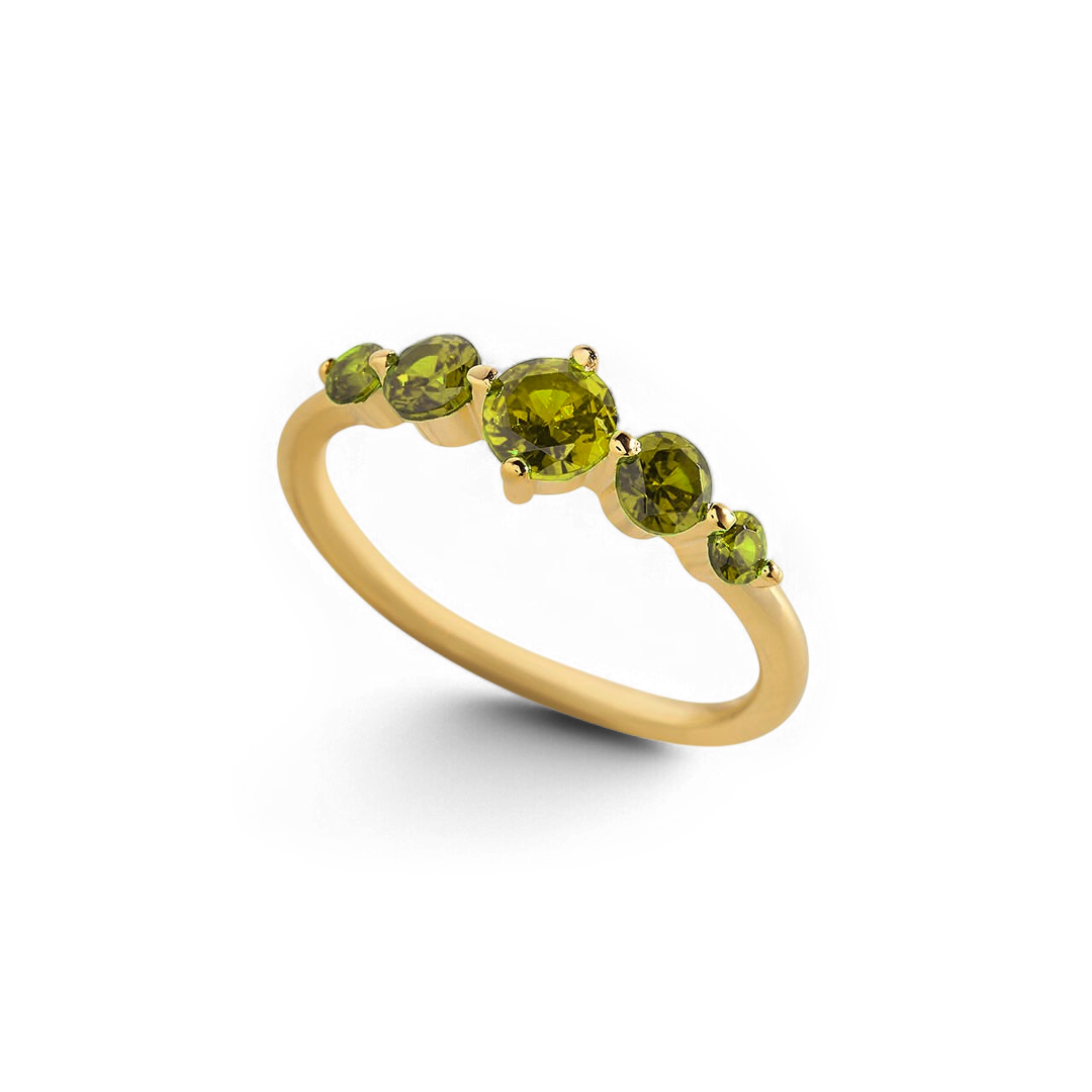 Five Stone Statement Birthstone Ring with August birthstone