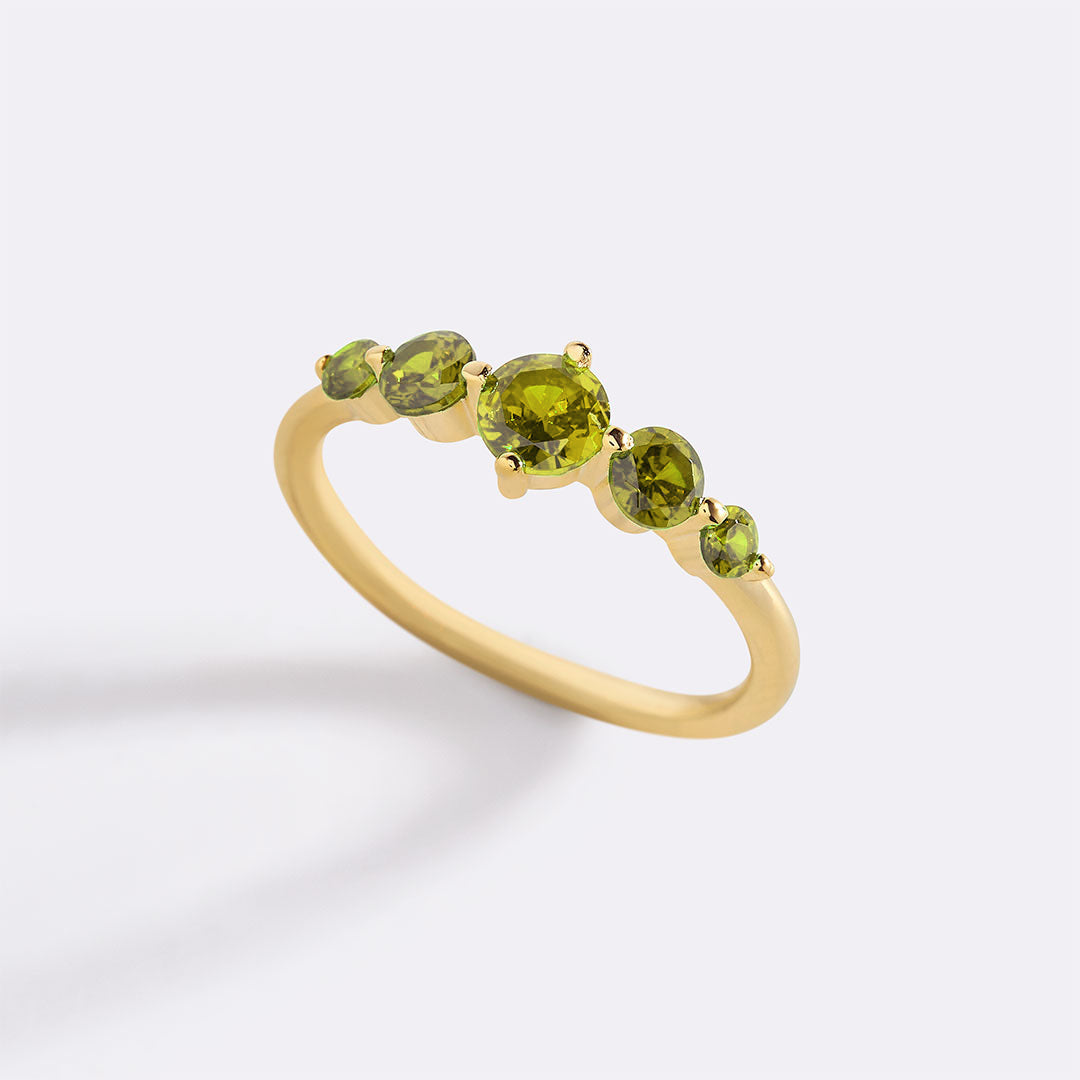 Five Stone Statement Birthstone Ring with August birthstone