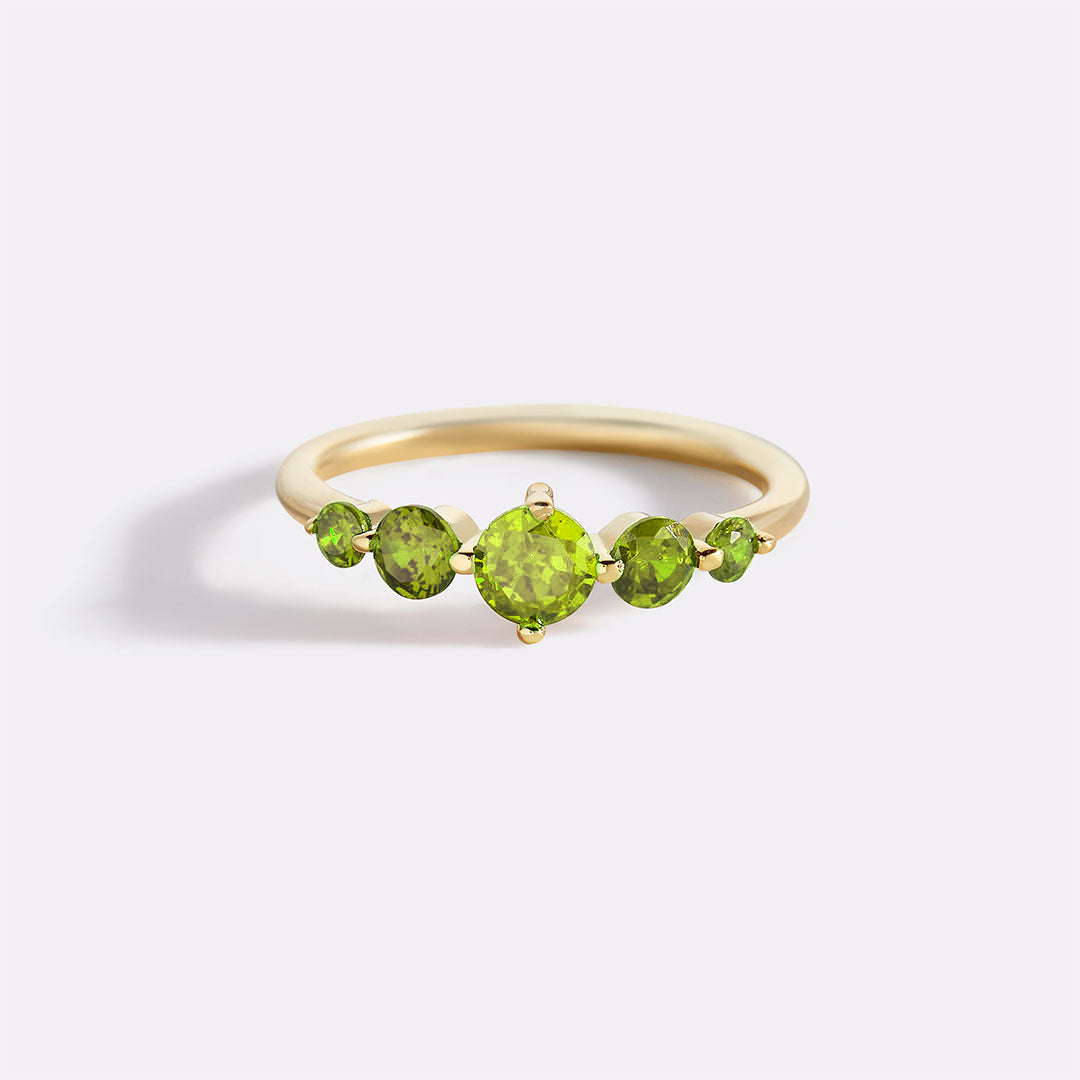 Five Stone Statement Birthstone Ring with August birthstone