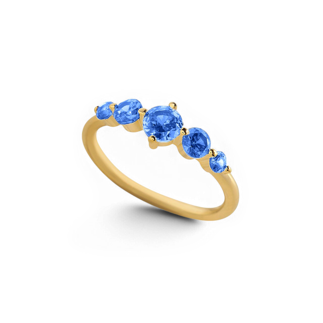 Five Stone Statement Birthstone Ring with December birthstone