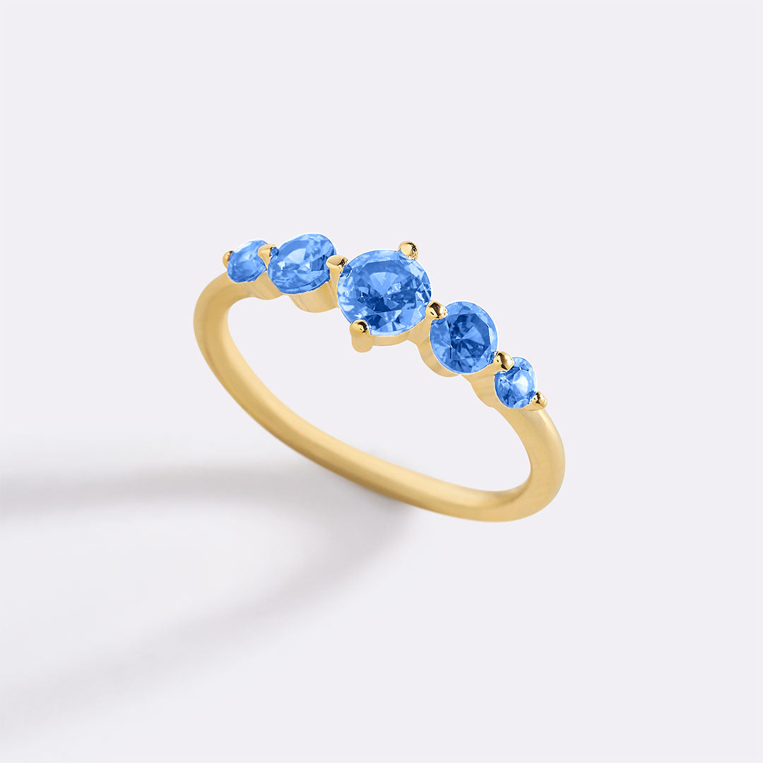 Five Stone Statement Birthstone Ring with December birthstone