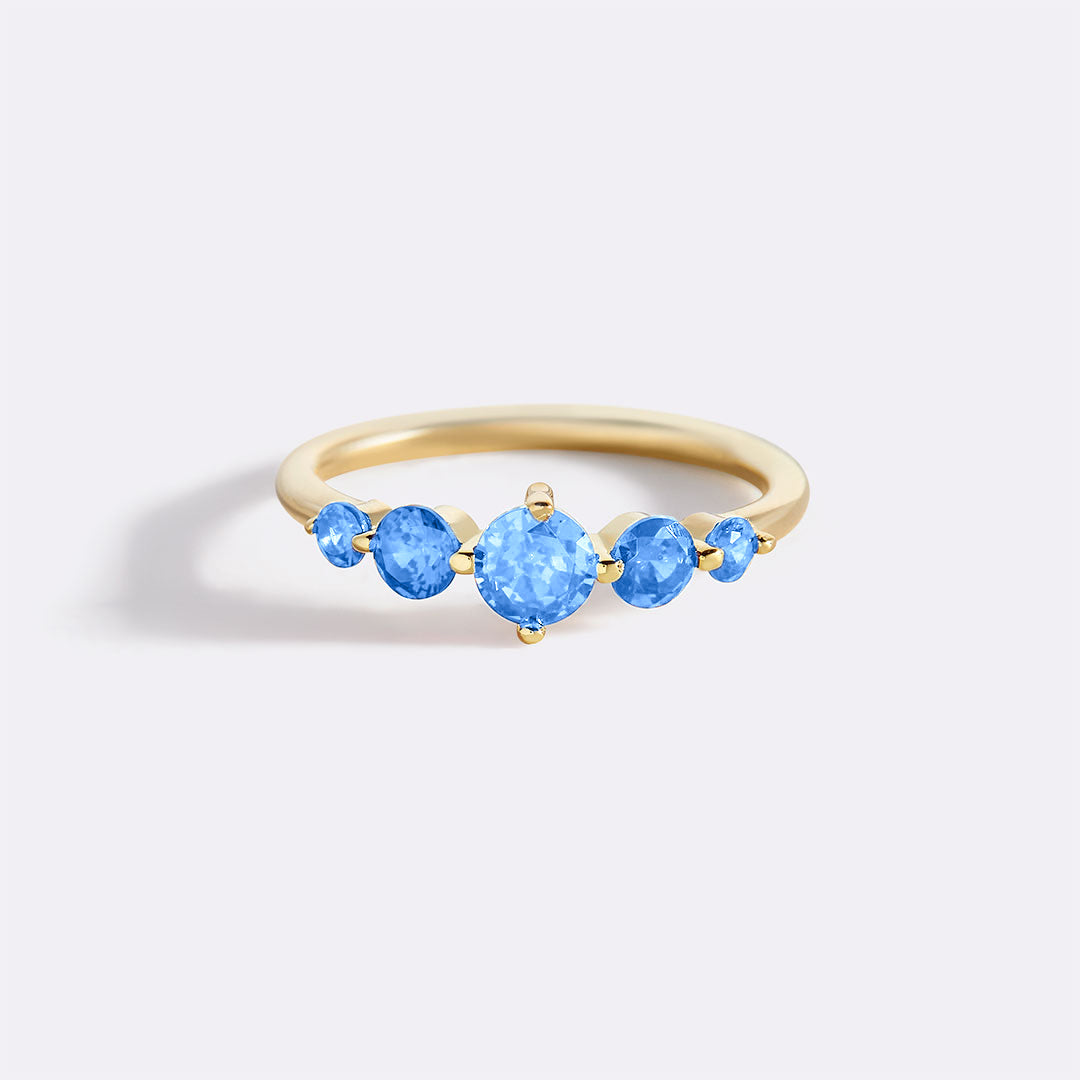 Five Stone Statement Birthstone Ring with December birthstone