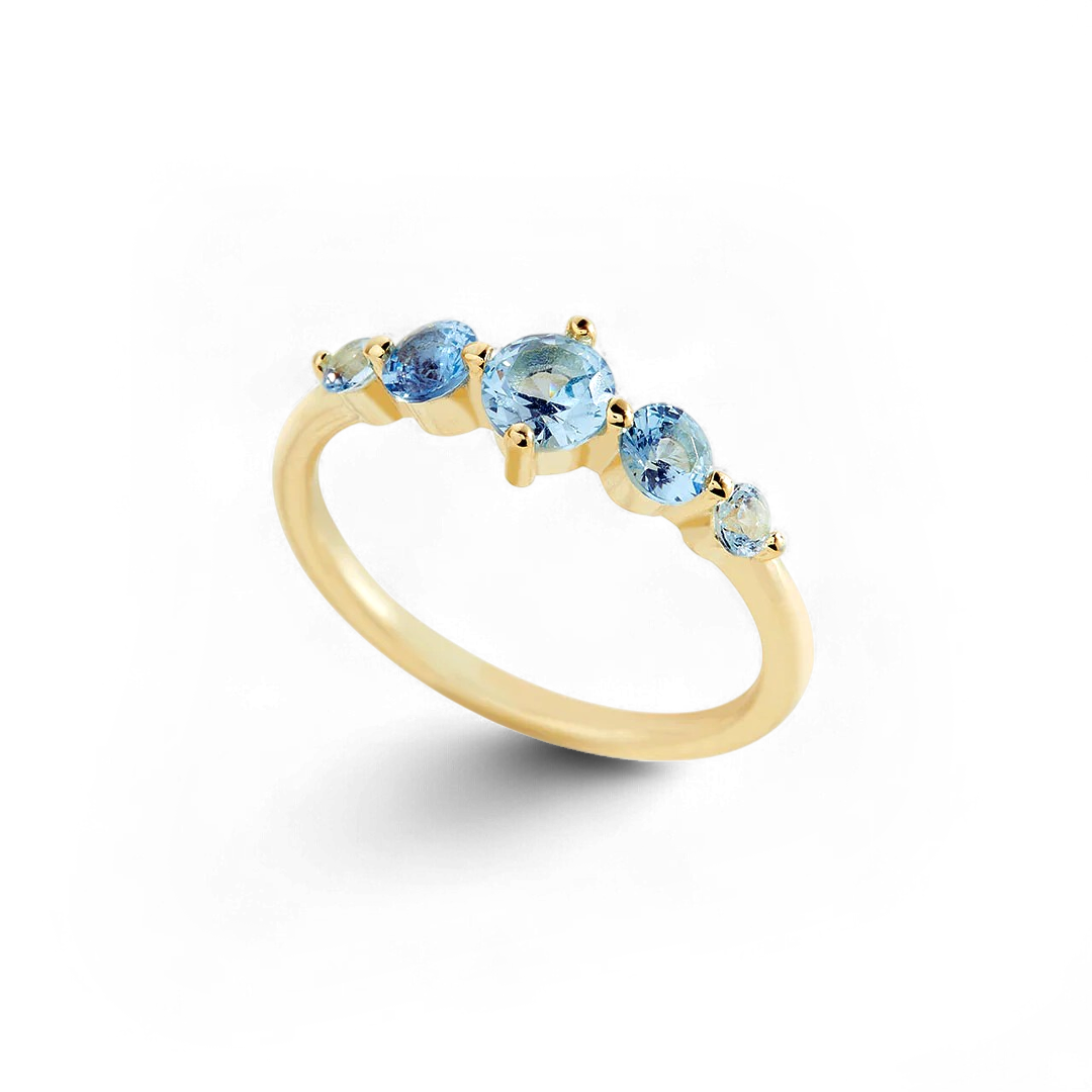 Five Stone Statement Birthstone Ring with January birthstone