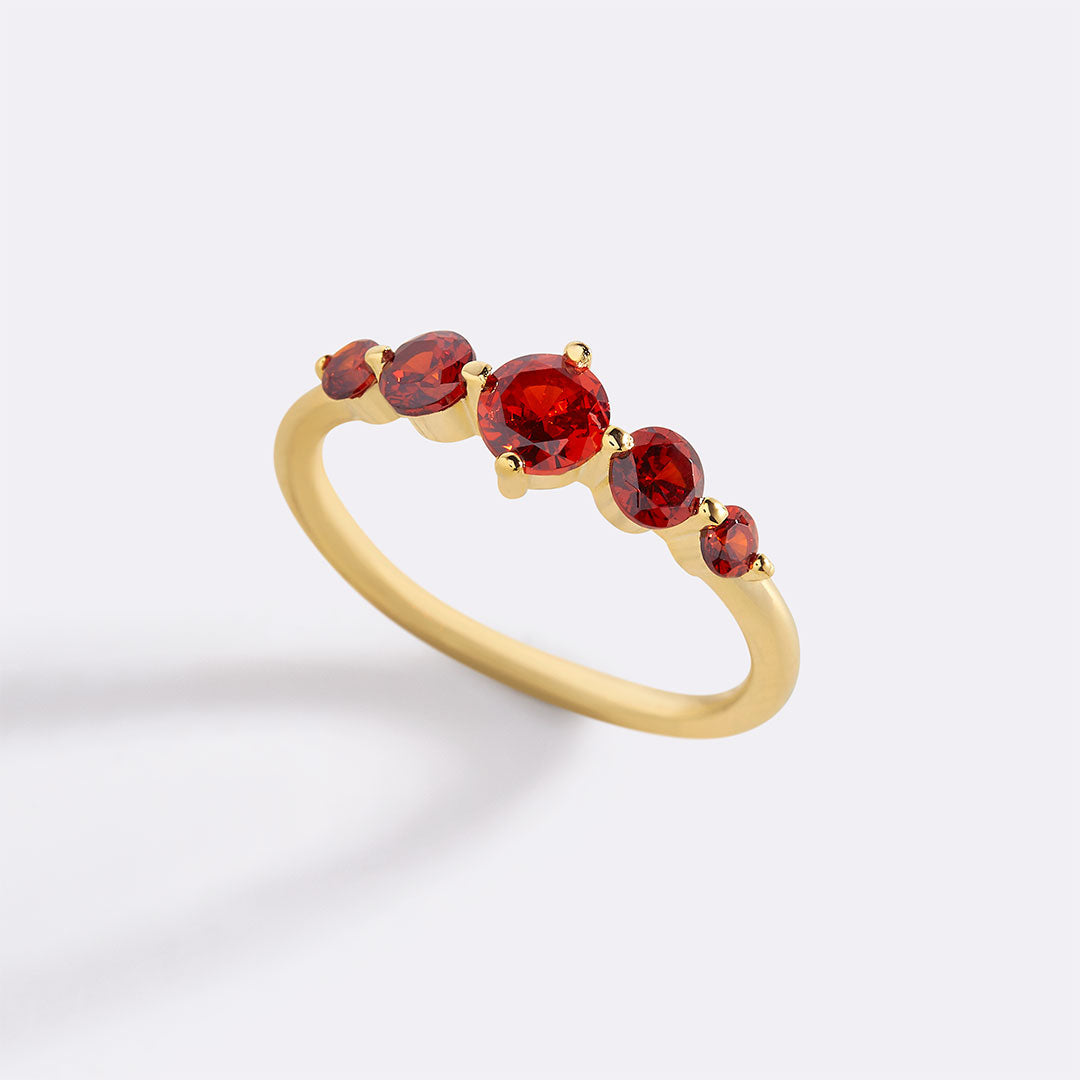 Five Stone Statement Birthstone Ring with January birthstone