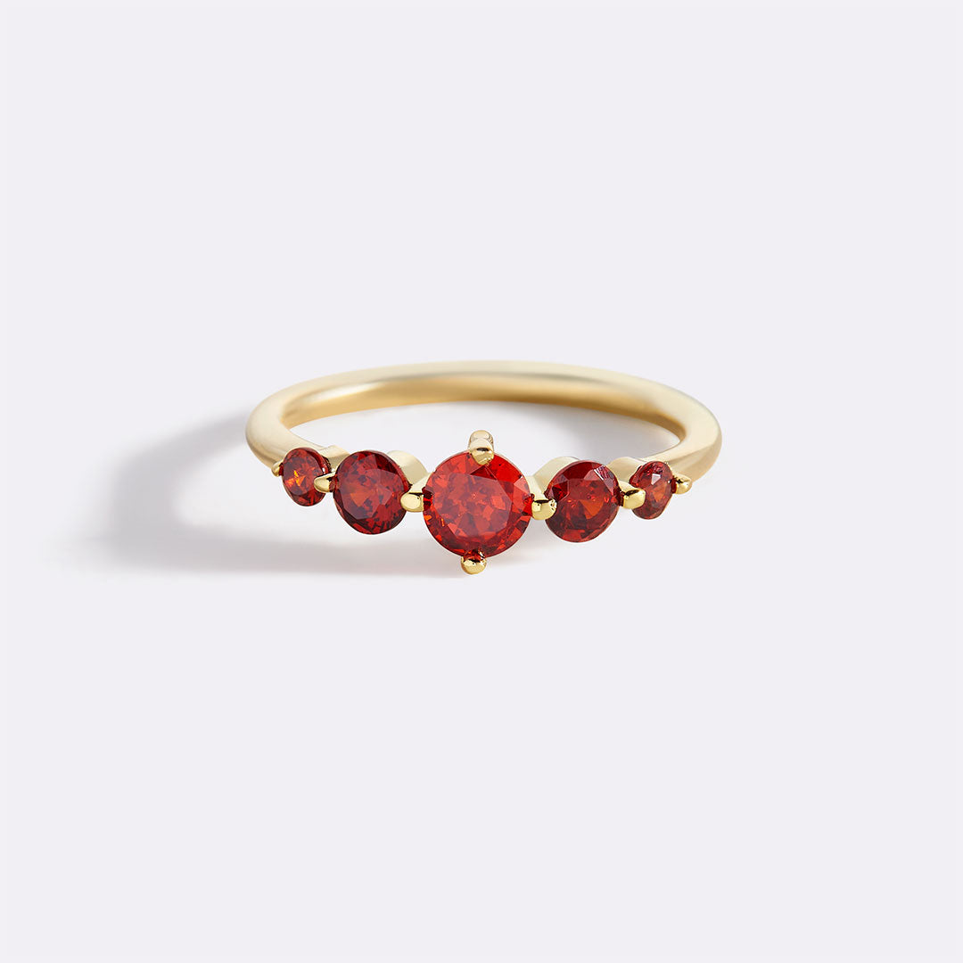 Five Stone Statement Birthstone Ring with January birthstone