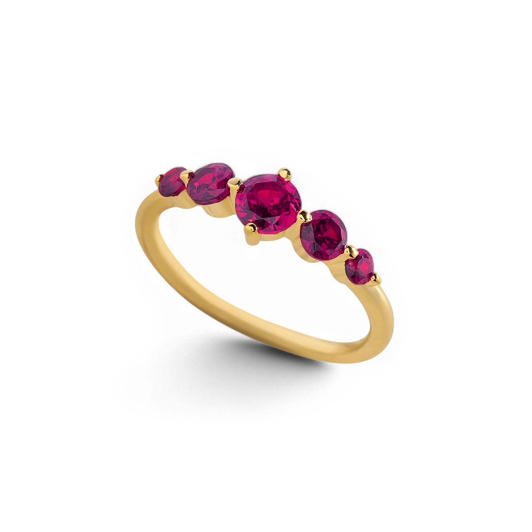 Five Stone Statement Birthstone Ring with July birthstone