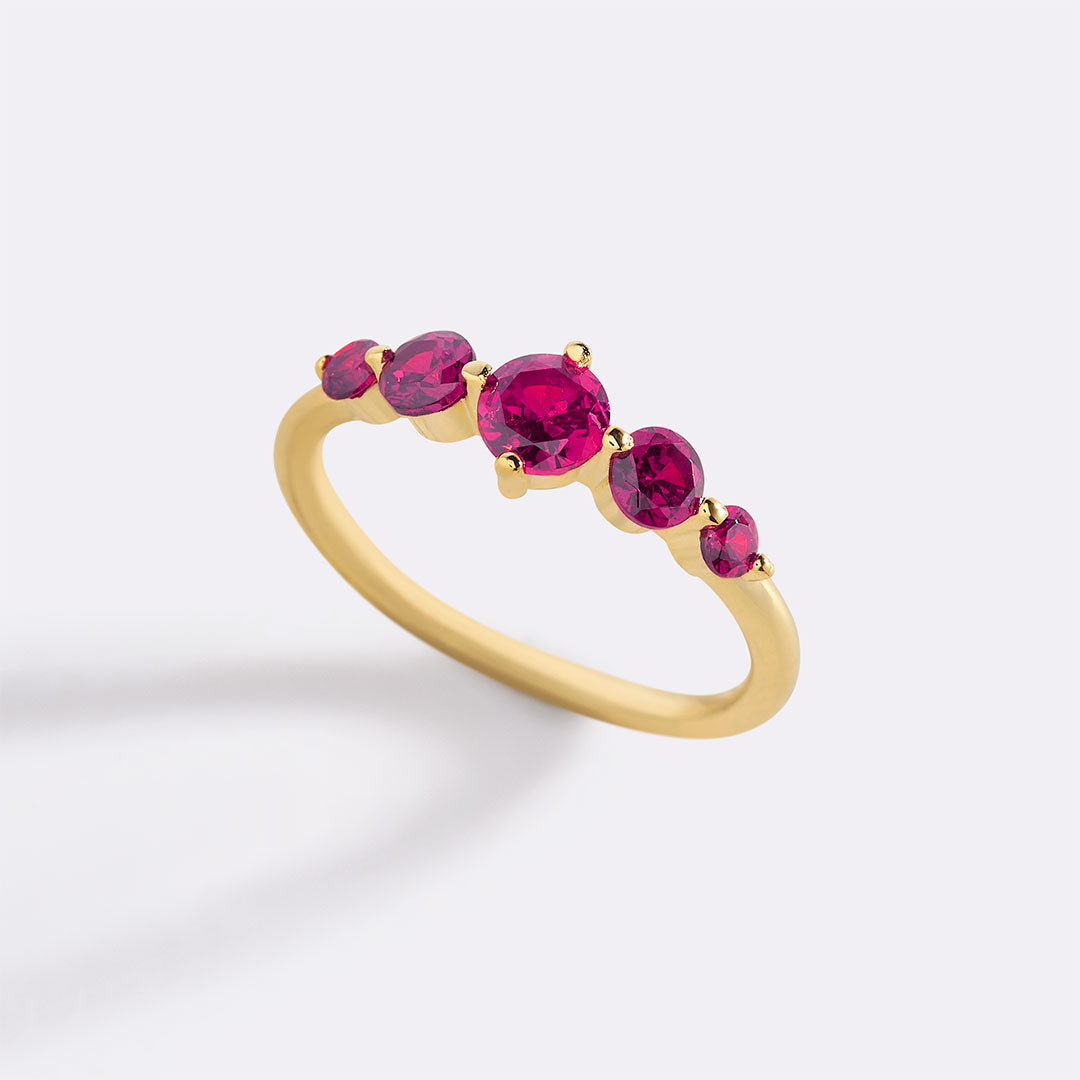 Five Stone Statement Birthstone Ring with July birthstone