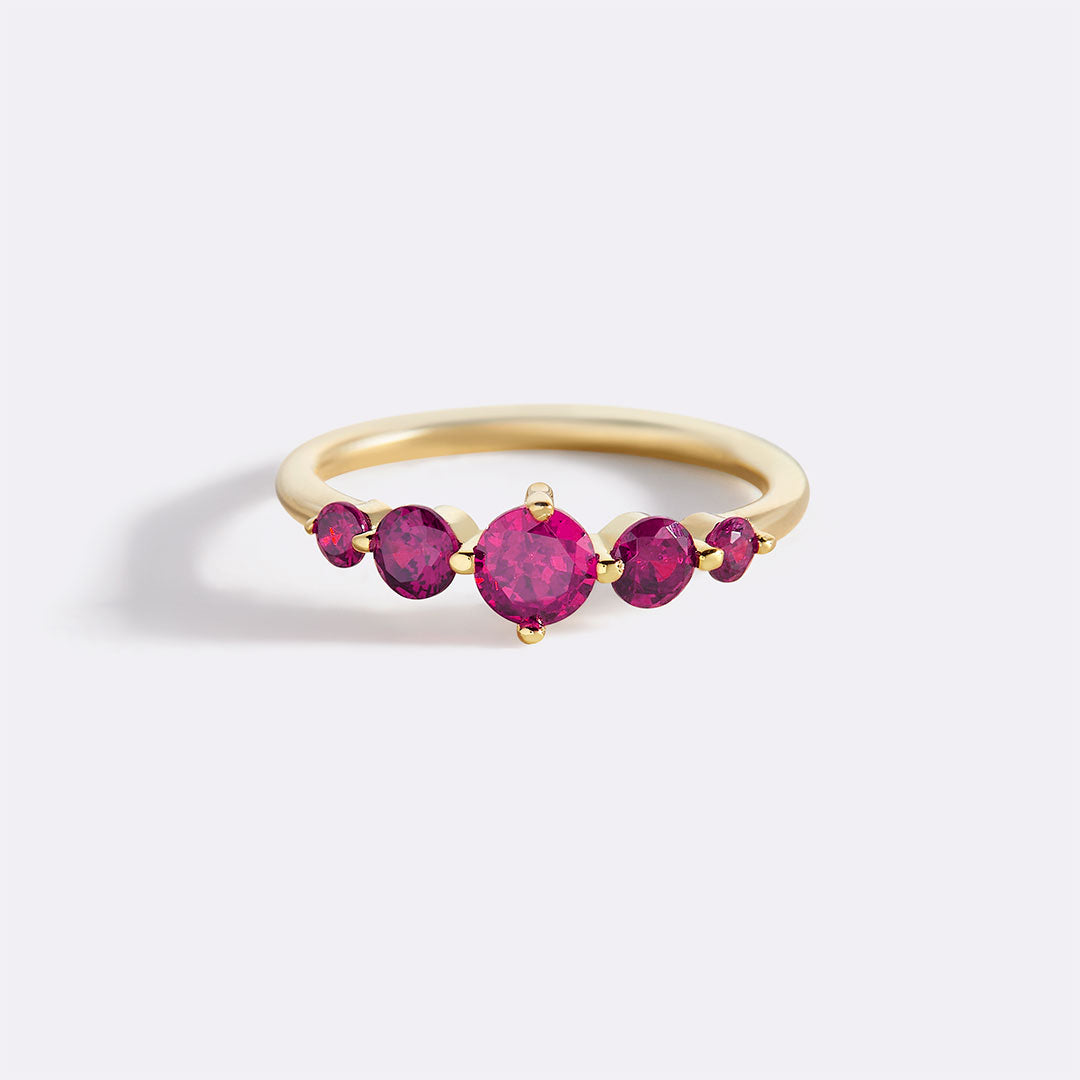 Five Stone Statement Birthstone Ring with July birthstone