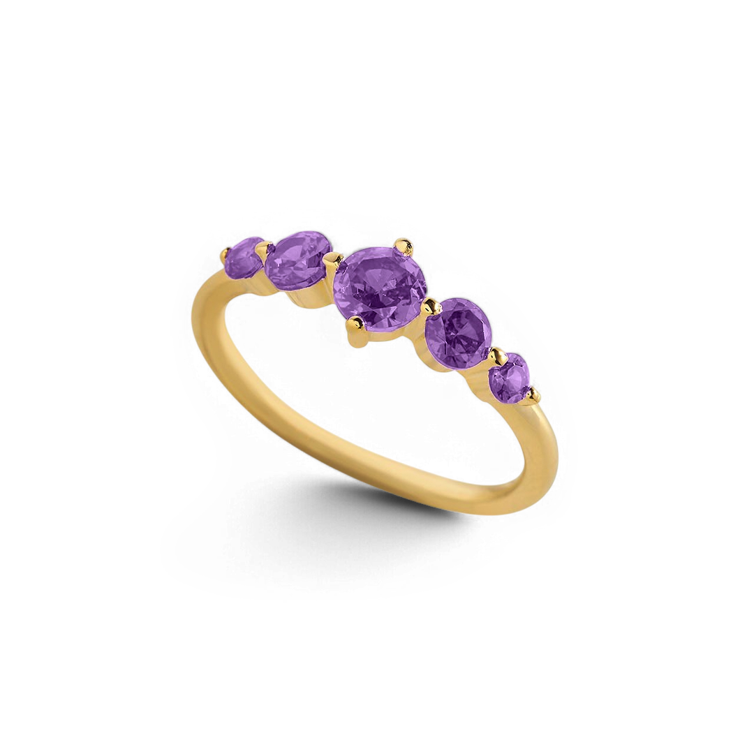 Five Stone Statement Birthstone Ring with June birthstone