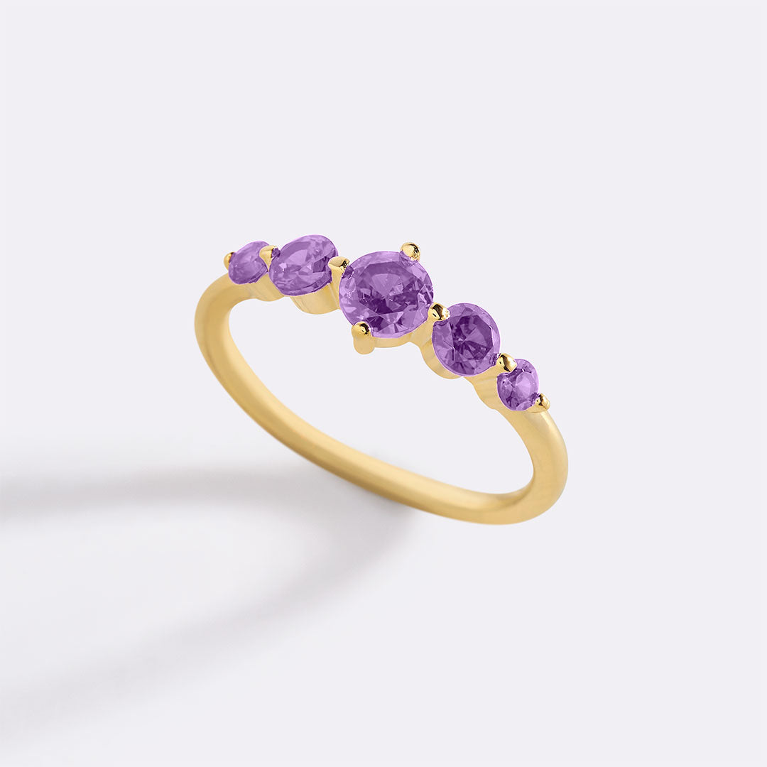 Five Stone Statement Birthstone Ring with June birthstone