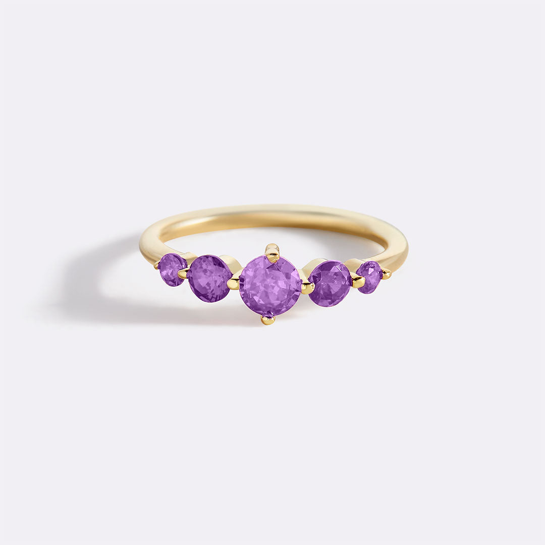 Five Stone Statement Birthstone Ring with June birthstone