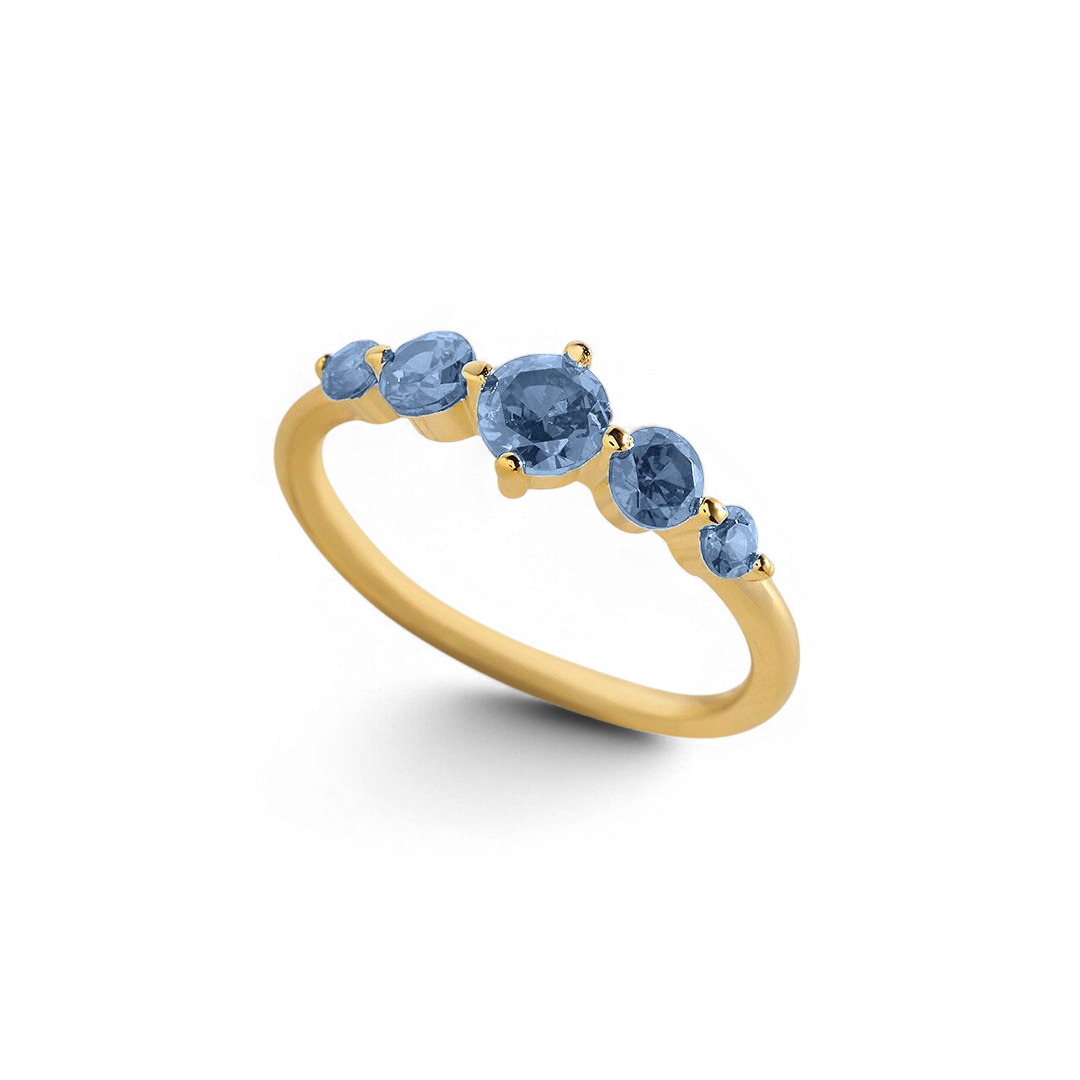 Five Stone Statement Birthstone Ring with March birthstone
