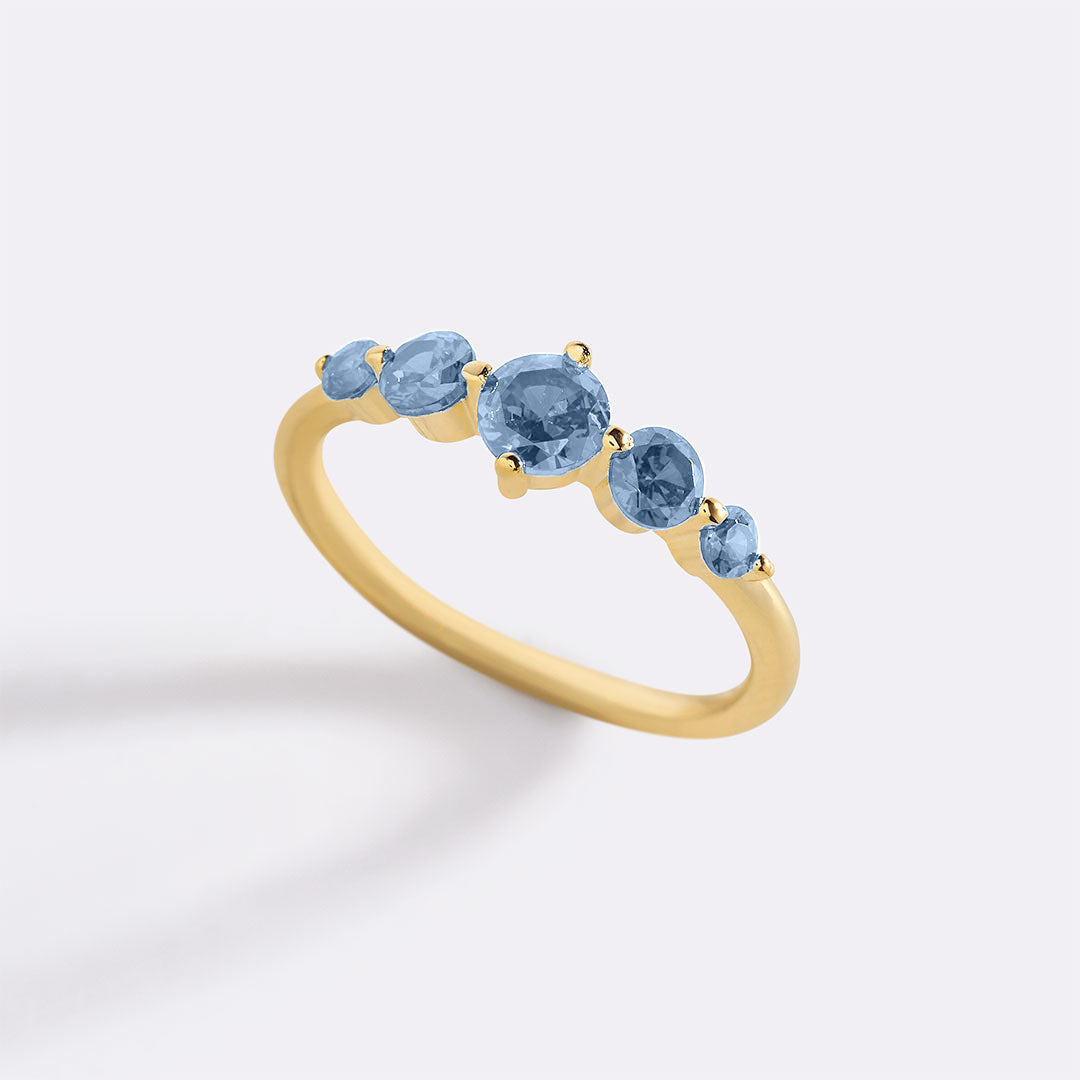 Five Stone Statement Birthstone Ring with March birthstone