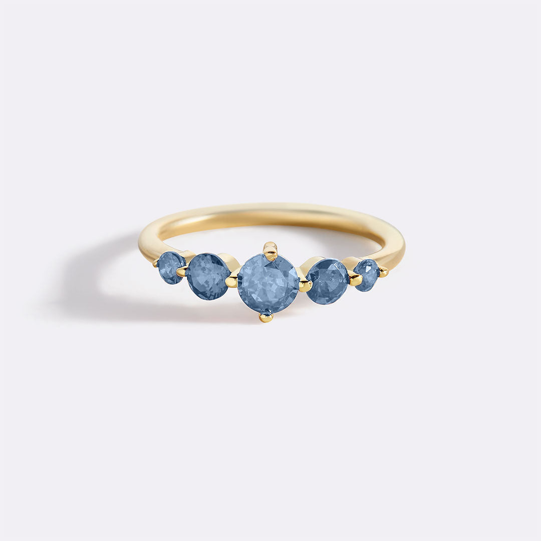 Five Stone Statement Birthstone Ring with March birthstone