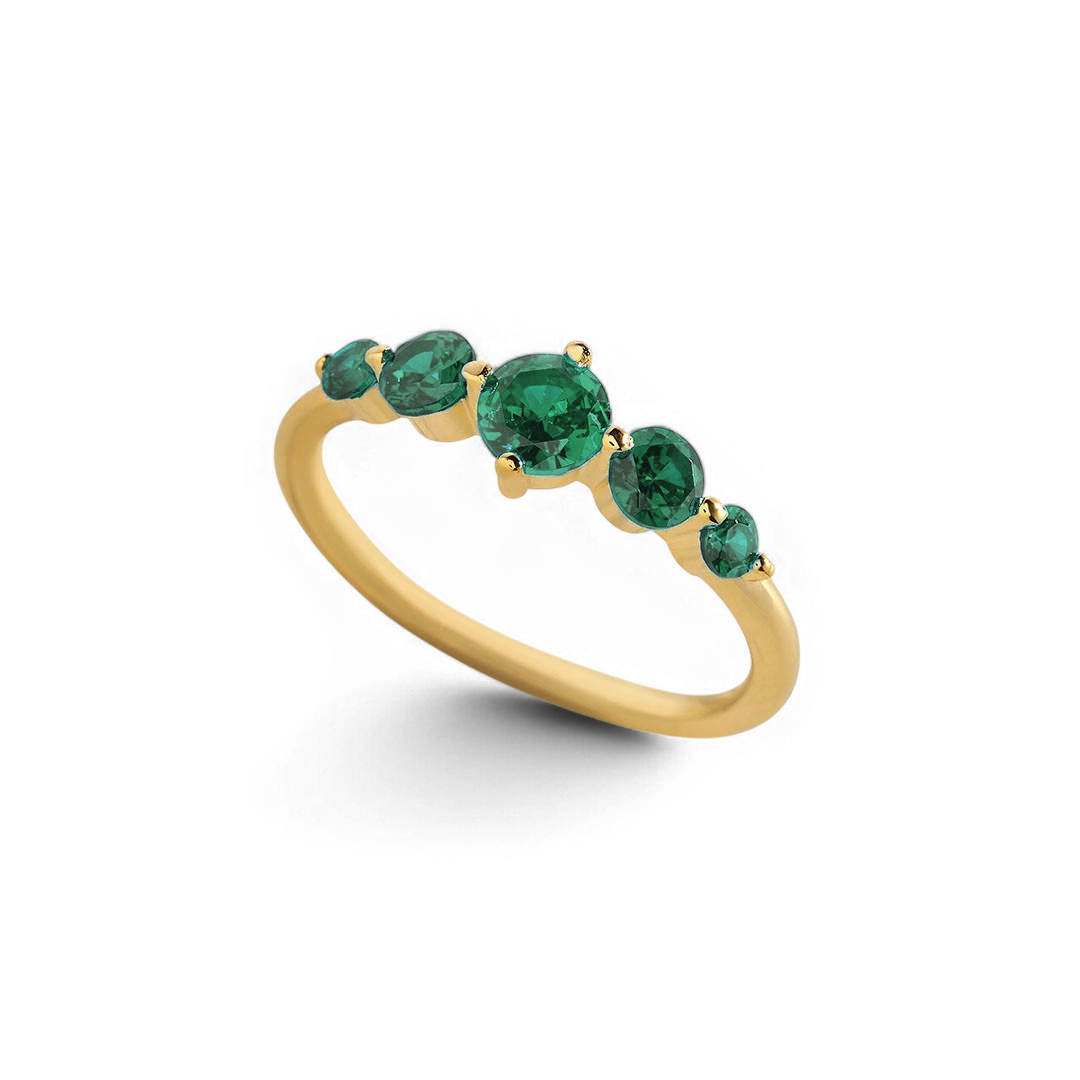 Five Stone Statement Birthstone Ring with May birthstone