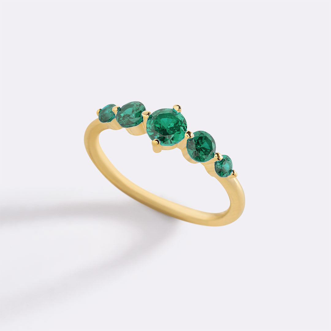 Five Stone Statement Birthstone Ring with May birthstone