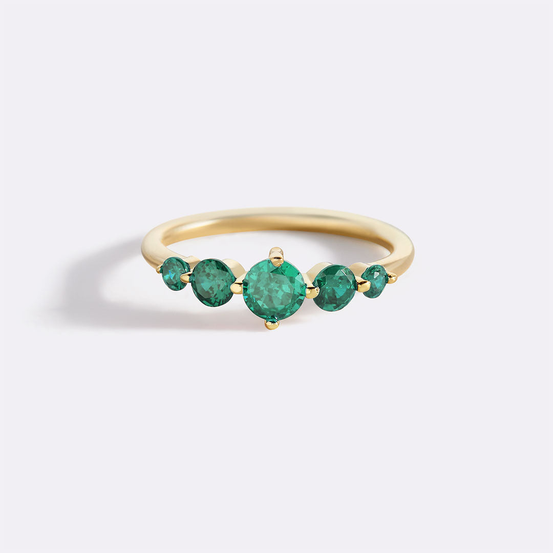 Five Stone Statement Birthstone Ring with May birthstone